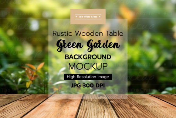 Download Wood Table with Garden Background Mockup - Background mockup Collection